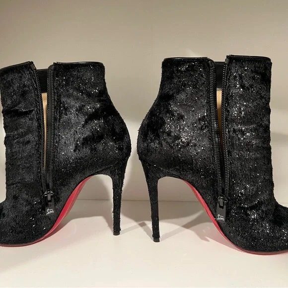 Christian Louboutin Black Velvet Ankle Booties, Kate